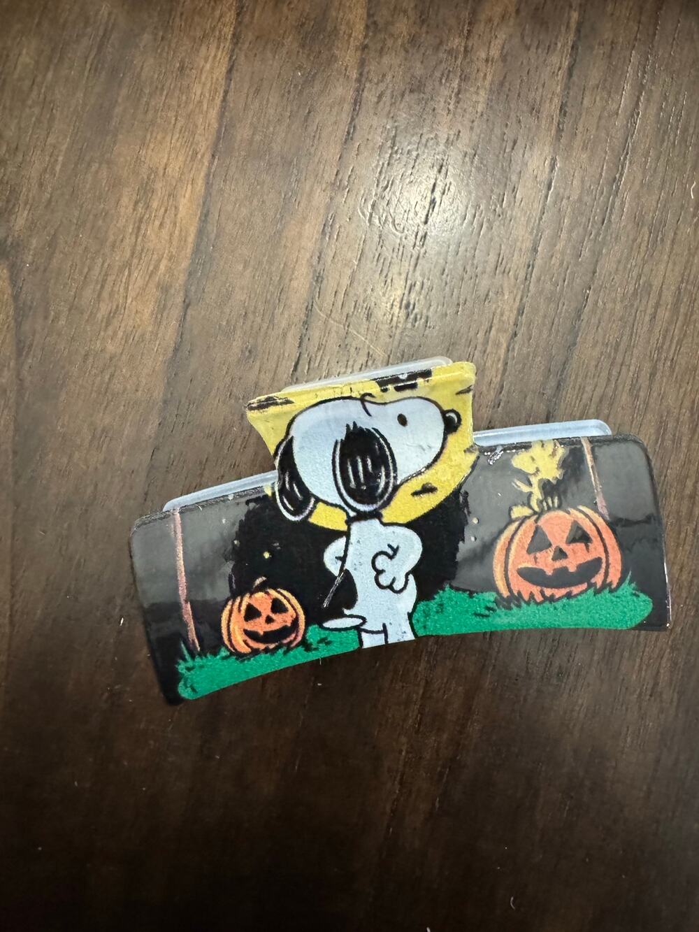 Snoopy Halloween hair clip with Snoopy  Woodstock and jack-o'-lanterns